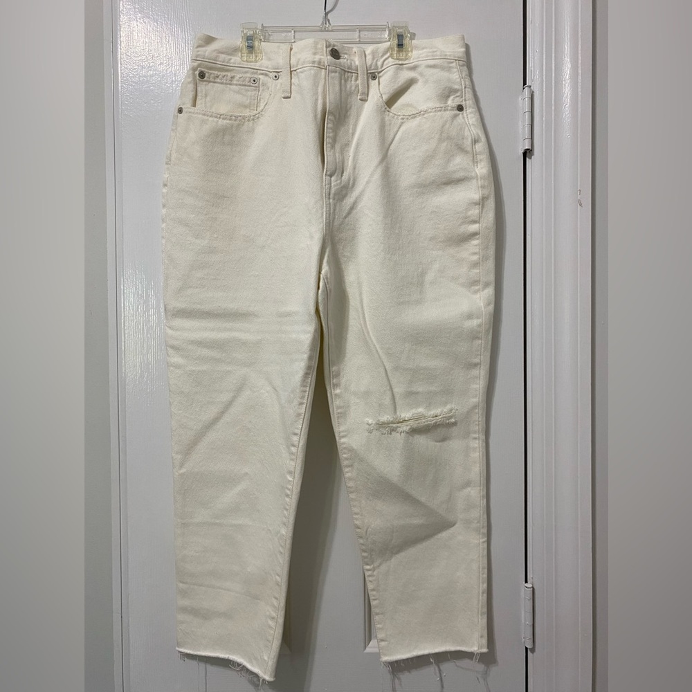 Madewell Mom Jean White Distressed Jean